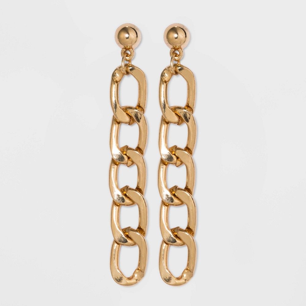 Curb Chain Drop Earrings - Wild Fable Gold | Target
