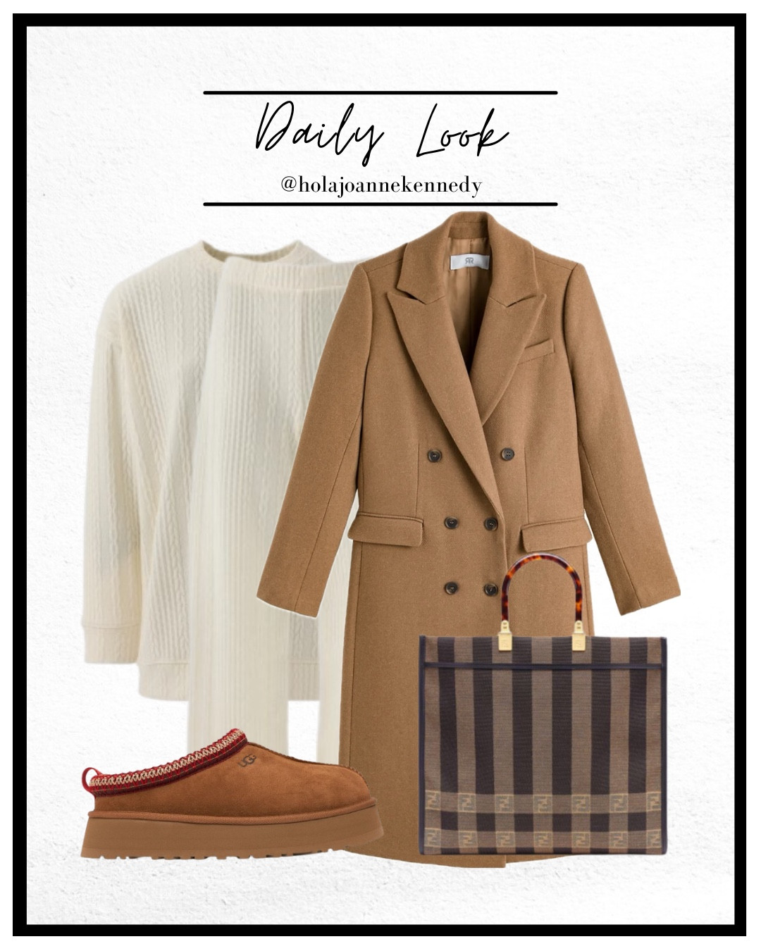 cream ribbed lounge suit, luxury loungewear, cozy chic outfit, tailored camel coat, neutral outfit aesthetic, elevated casual, WFH outfit, effortless style, minimalist fashion, platform Ugg boots, Ugg Tazz styling, Fendi sunshine tote, casual luxe, winter fashion, tonal dressing 

#LTKstyletip #LTKwinter #LTKuk