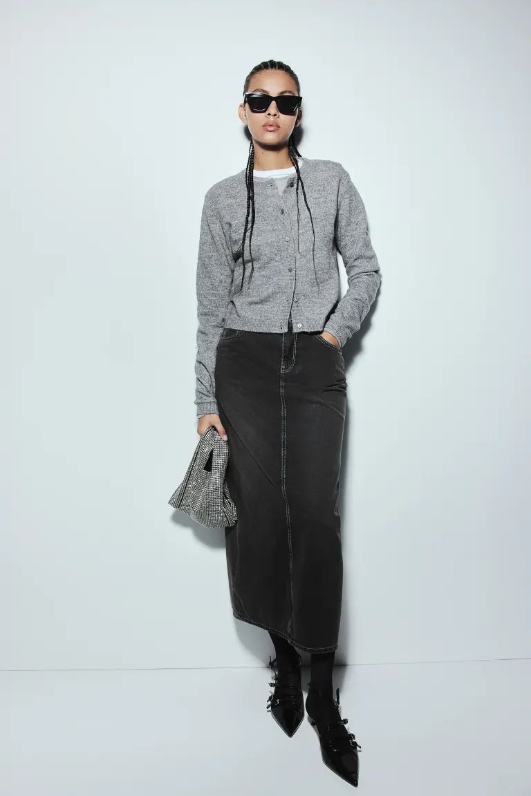 Fine-knit cardigan - Grey marl - Ladies | H&M GB | H&M (UK, MY, IN, SG, PH, TW, HK)