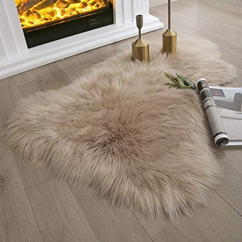 Ashler Faux Fur Rug, Fluffy Shaggy Area Rug Ultra Soft 2 x 3 Feet Sheepskin Fur Rug, Beige Fuzzy ... | Amazon (US)