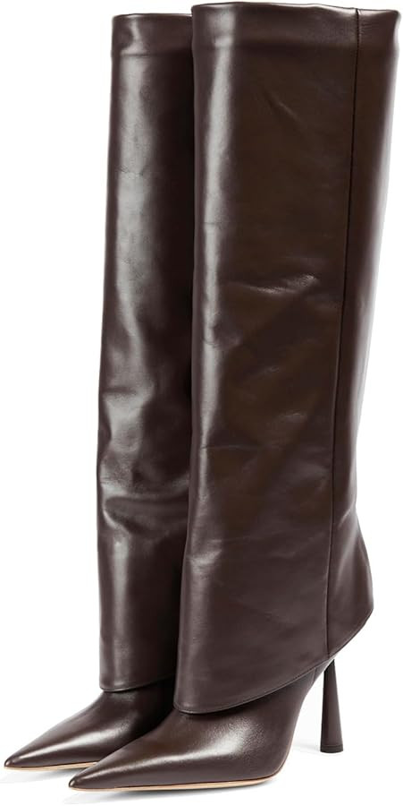 Goolita Fold Over Boots For Women, Pointed Toe Stiletto Heel Knee High Boots Fashion Comfortable ... | Amazon (US)