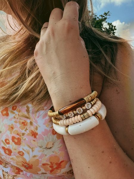 Coco beads stack ✨✨✨
I love the initial bracelet with all the kids and Joel’s first initials on it 💕
Wearing:
The Simpson: White
The Blush Erin
The Gold Cocos
The mini Cormier 

Arm candy
Bracelet stack
Summer bracelets 
Summer accessories 
Custom bracelets
Custom jewelry 
Jewelry stack 

#LTKunder50 #LTKsalealert #LTKstyletip