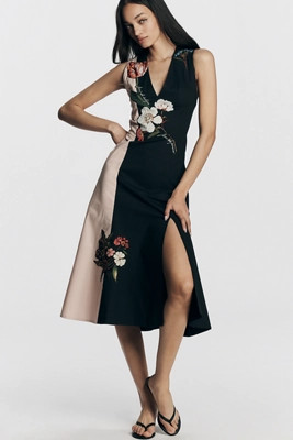 By Anthropologie Sleeveless V-Neck Deco A-Line Dress | Anthropologie (US)