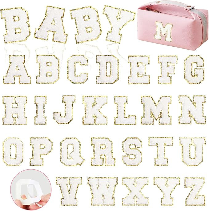Self-Adhesive Chenille Letters Patches, 26PCS White Letter Stickers on Patches Varsity Letter Pat... | Amazon (US)