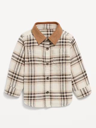 Long-Sleeve Corduroy-Trim Flannel Shirt for Baby | Old Navy (US)