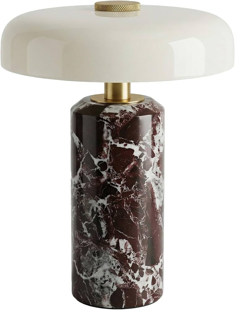 Bofea-Cordless Marble Table Lamp with Glass Shade, 3-Way Touch Dimmable Modern Violet Small Desk ... | Amazon (US)
