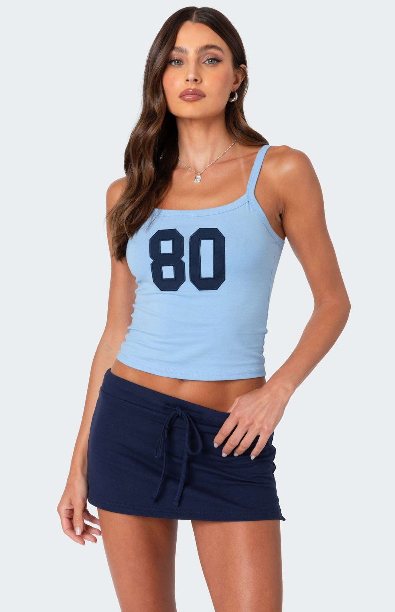 Edikted Women's '80s Babe Tank Top in Blue - Size Small | PacSun