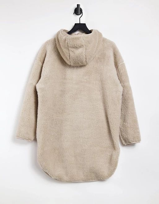 Only teddy hoodie with zip neck in beige | ASOS (Global)