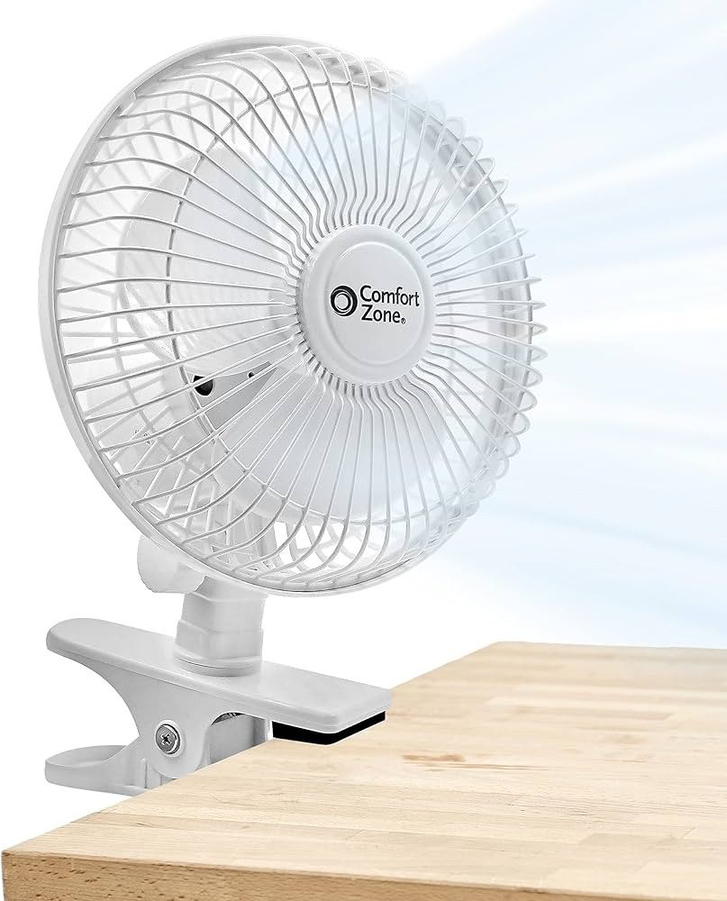 Comfort Zone CZ6C 6" Quiet Portable Indoor 2-Speed Desk Fan with Clip and Fully Adjustable Tilt, ... | Amazon (US)