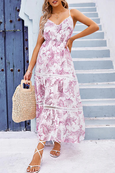 Milena Thin Straps Lace Trims Elastic Waist Slip Dress | Cupshe