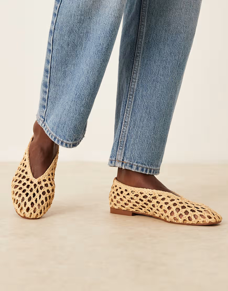 ASOS DESIGN Linus clean ballet flats in natural weave-Neutral | ASOS (Global)