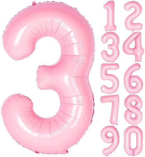 40 Inch Pink Numbers 0-9 Birthday Party Decorations Helium Foil Mylar Number Balloon (Tiffany Pin... | Amazon (US)