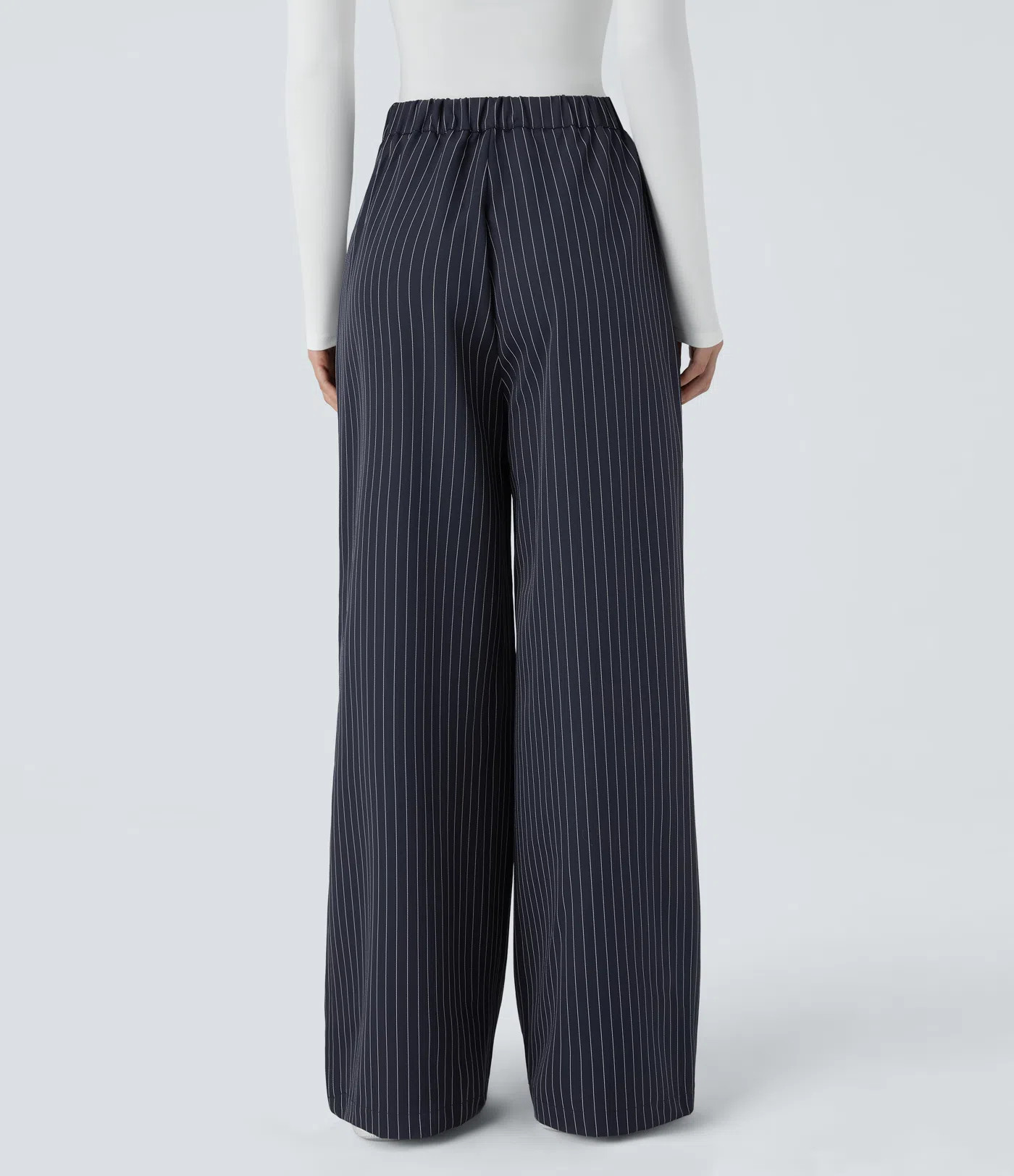 Women’s High Waisted Zipper Pocket Wide Leg Striped Work Pants - Halara | HALARA