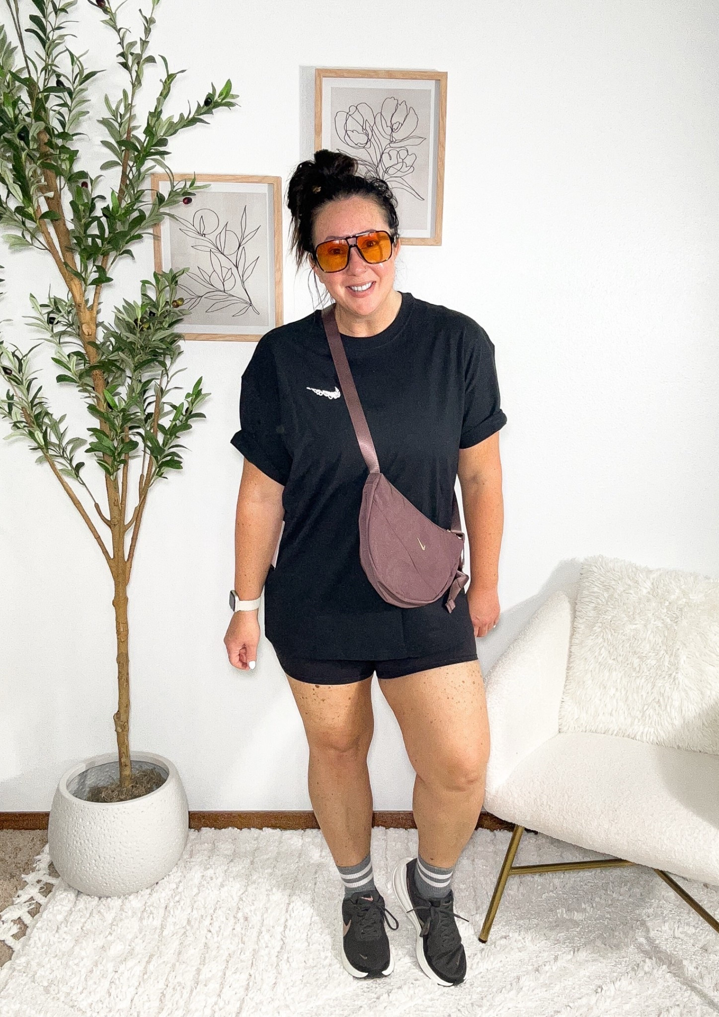 Grabbed my hubby’s new Nike tee and decided to claim it as my own!  This one is oos but linked similar ones on sale! Wearing a large for the perfect oversized fit!  XL biker shorts faves from Walmart. Nike running shoes on sale!  Sized up half a size!

#LTKMidsize #LTKSaleAlert #LTKfitnessgoals