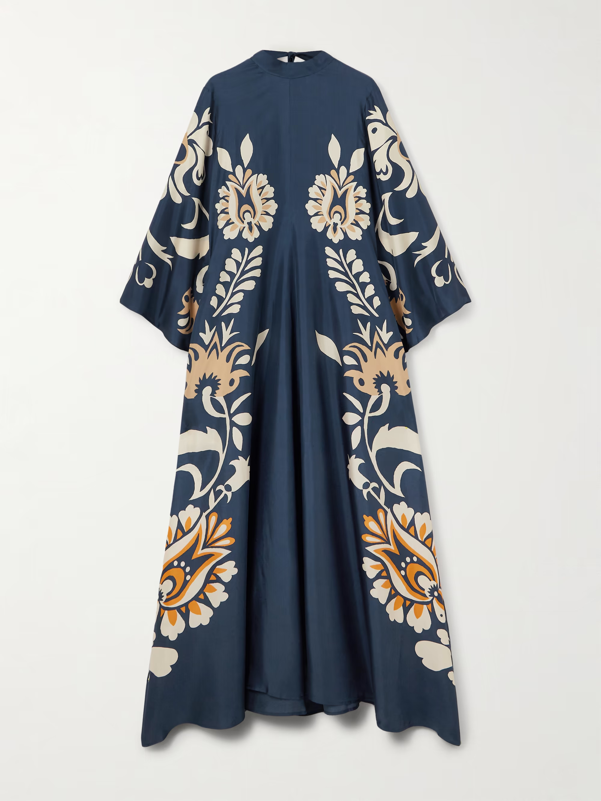 Scarf-detailed printed silk-twill maxi dress | NET-A-PORTER (US)