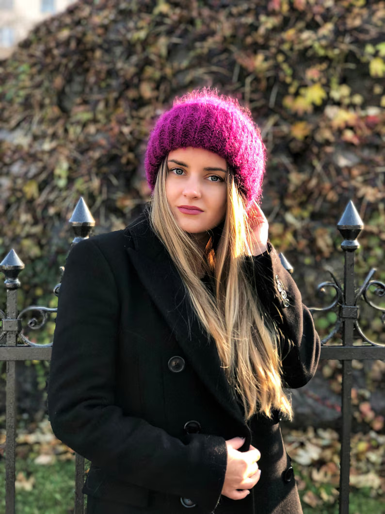 Mohair Hat, Chunky Hat, Winter Accessories, Ladies Beanie Hat, Knitted Winter Hat, Christmas gift... | Etsy (US)