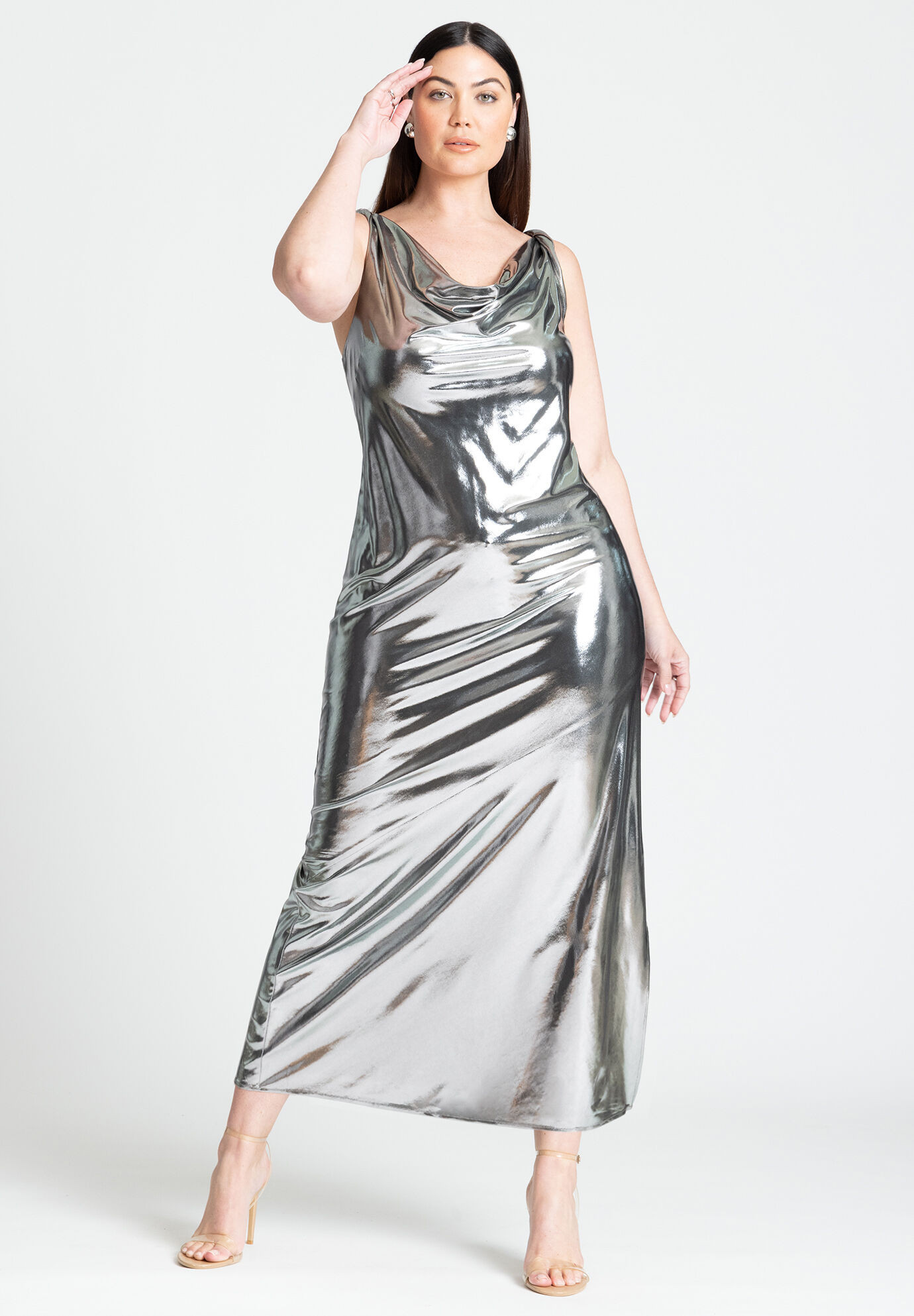 Metallic Cowl Dress | Eloquii