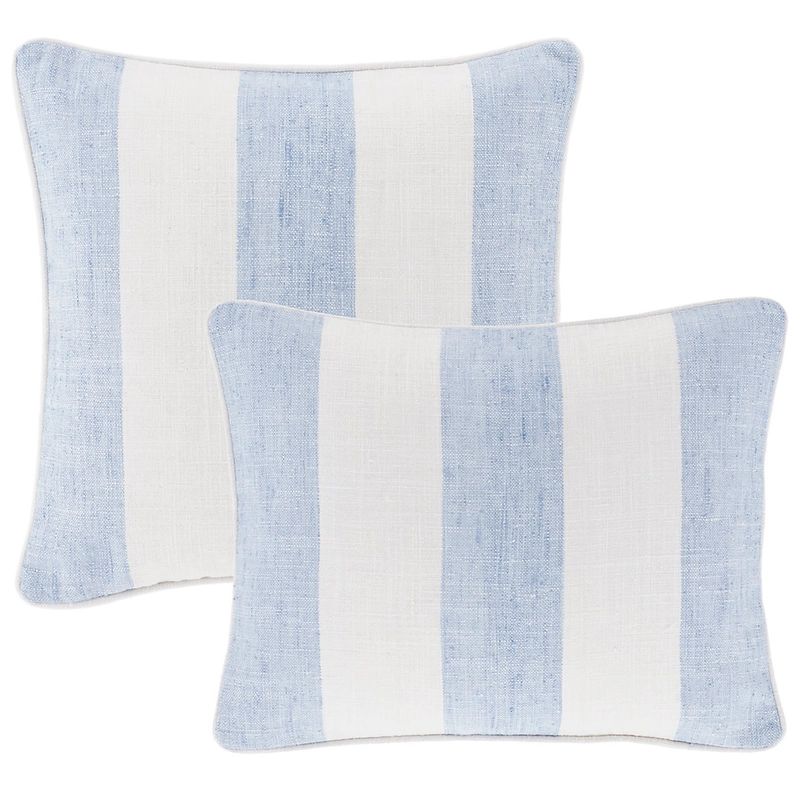 Awning Stripe Soft French Blue Indoor/Outdoor Decorative Pillow | Annie Selke