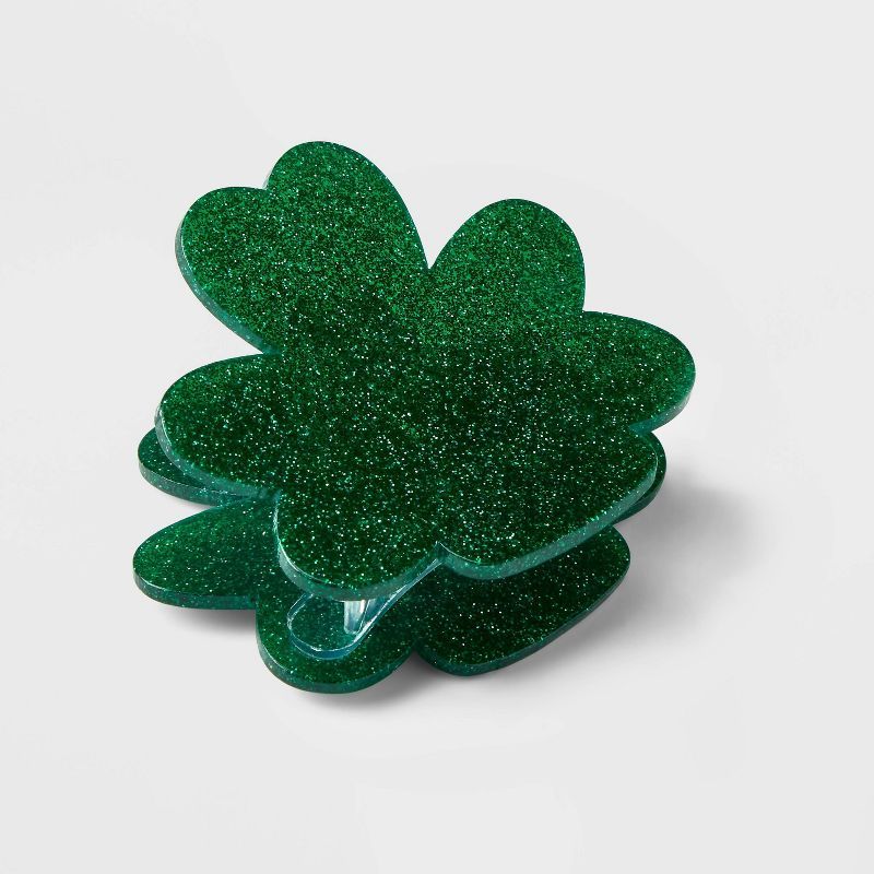 Glitter Shamrock Claw Hair Clip - Green | Target