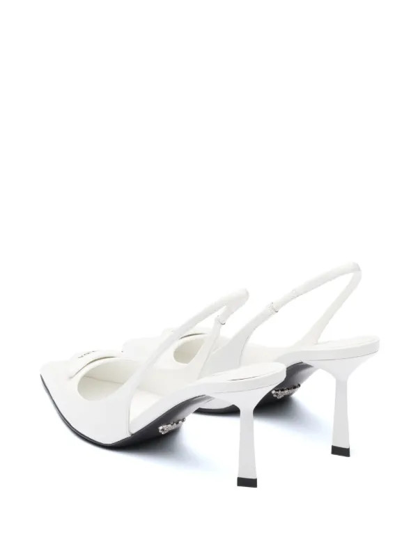 Prada 75mm Leather Slingback Pumps | White | FARFETCH | Farfetch Global