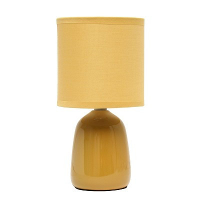 10.04" Traditional Ceramic Thimble Base Bedside Lamp with Fabric Shade - Simple Designs: For Kids Bedroom & Office Desk | Target
