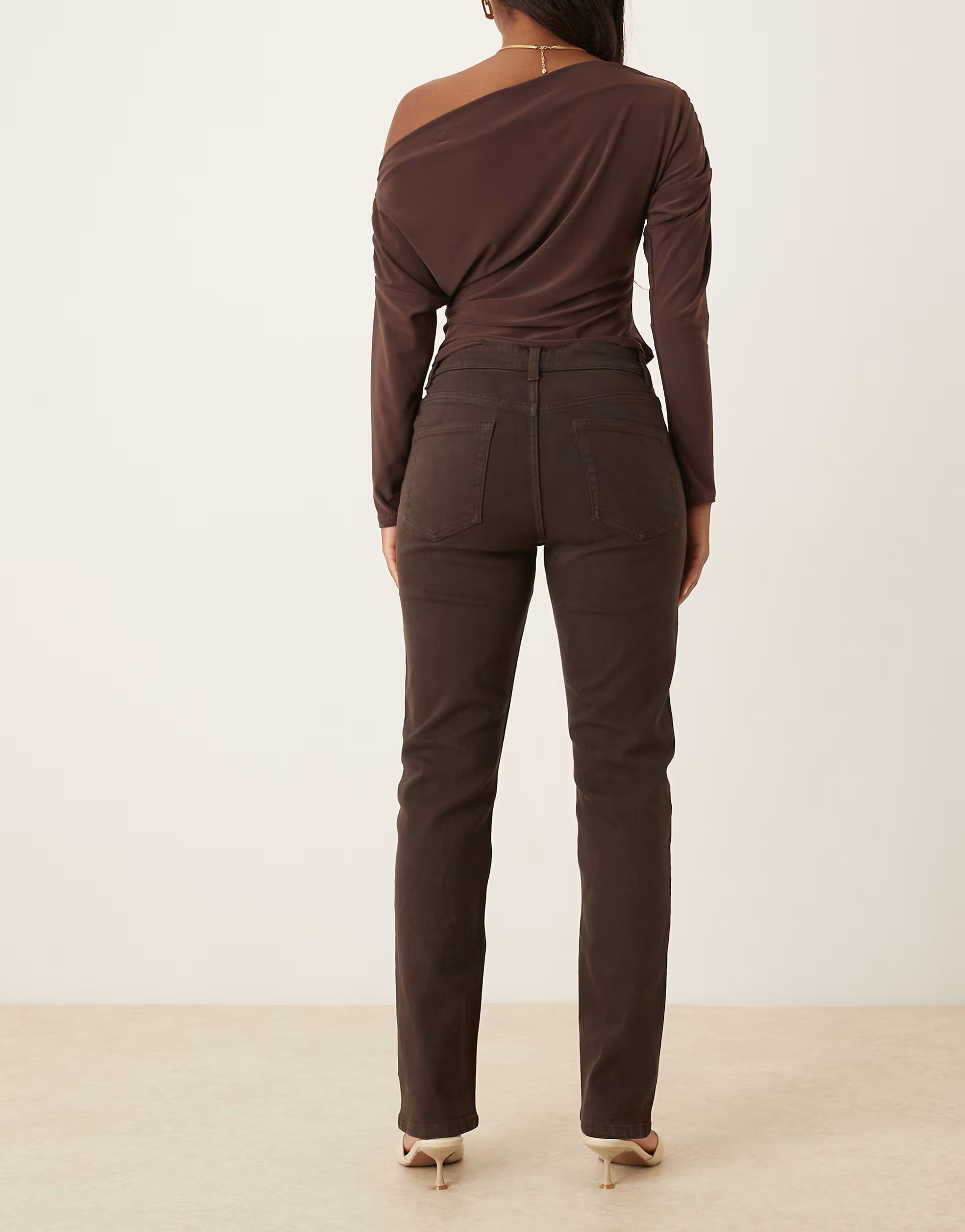 ASOS DESIGN high waisted slim straight jeans in chocolate  | ASOS | ASOS (Global)