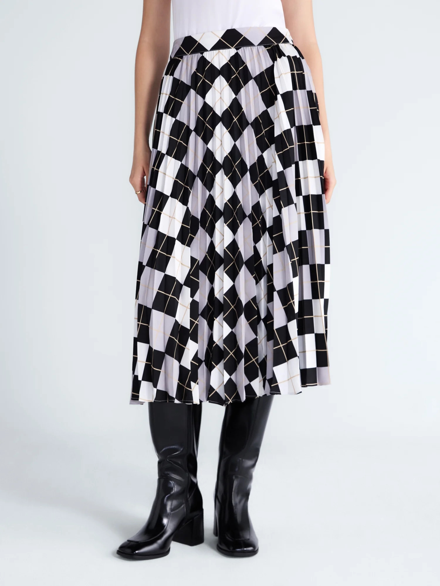 Free Assembly Women's and Women's Plus Sunburst Pleat Argyle Maxi Skirt, Sizes XS-4X | Walmart (US)