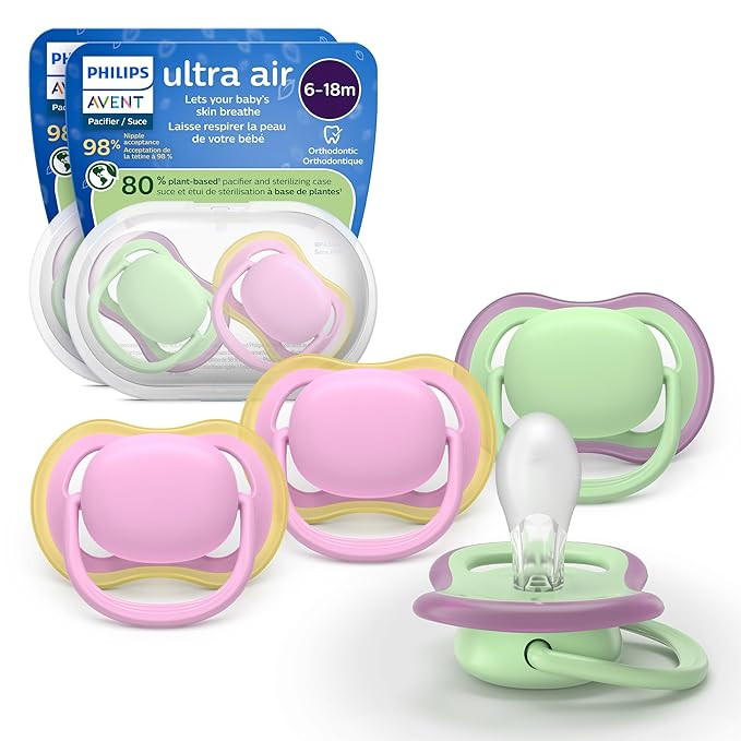Philips Avent Ultra Air Pacifiers - Orthodontic Design, for Babies 6-18 Months, Soft Silicone Sym... | Amazon (US)