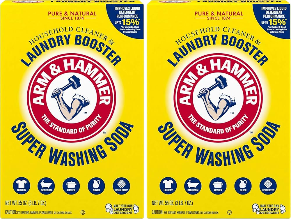 ARM & HAMMER Super Washing Soda Household Cleaner and Laundry Booster, 55 oz (Pack of 2) | Amazon (US)