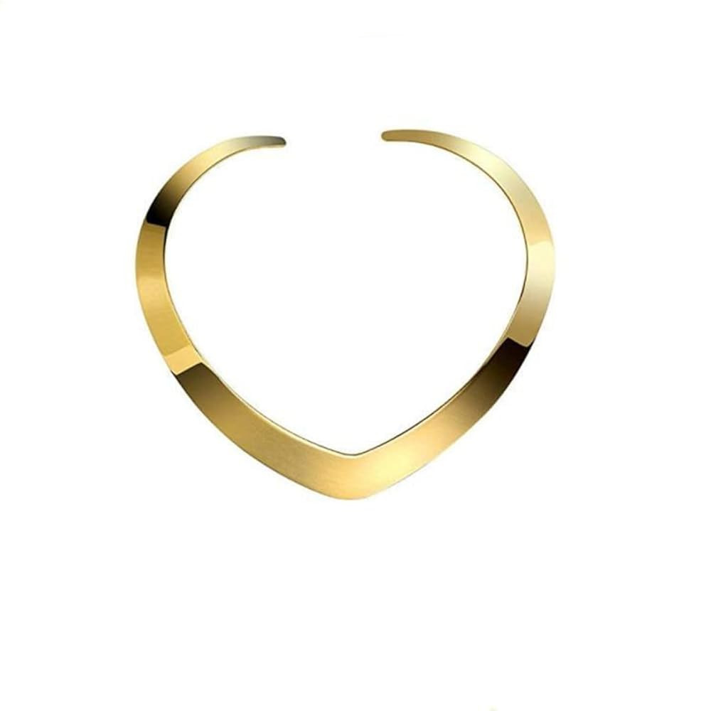 High Polished Stainless Steel Necklace, Love Choker Heart Shape Women Statement Jewelry (Gold) | Amazon (US)