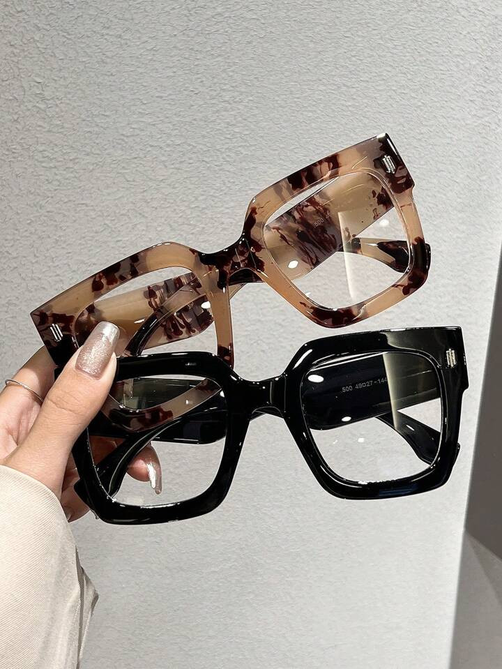 2pairs Unisex Square Anti-Blue Light Glasses, Fashionable Plain Glass Suitable For Daily Decorati... | SHEIN
