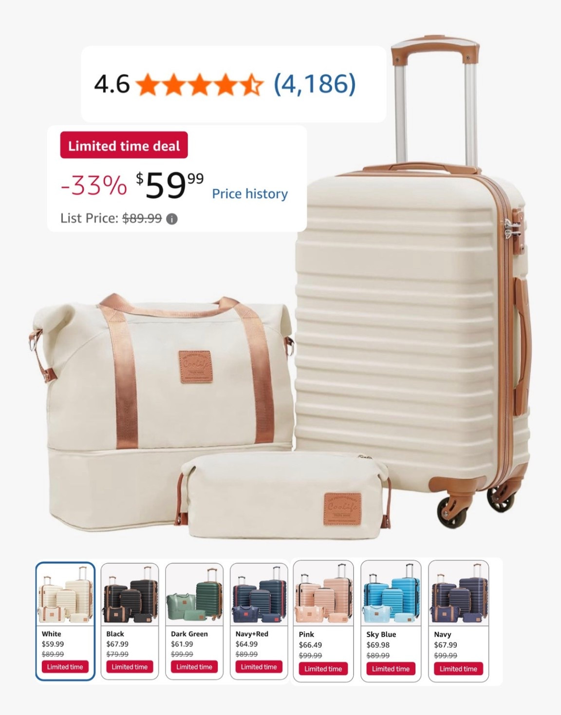 Amazon find in FLASH SALE! 🤩

My favorite 3-pc luggage set and an Amazon Best Seller is on major sale! The perfect chic and functional carry on set for all your summer travel! 

⭐️ 7 color sets to choose from 
⭐️ 3 set styles to choose from
⭐️ Under $100!! 


#amazon travel
#summer travel
#travel essentials
#luggage set
#affordable luggage 
#carey in luggage
#aesthetic luggage 
#white luggage
#Ivory and brown luggage 
#designer look alike 
#mothers day gift idea
#fathers day gift idea
#teen gift idea
#graduation gift idea 
#weekender bag
#carryon
#luggage with spinner wheels 
#suitcase set 
#hardside luggage 
#tsa approved 
#toiletry bag 
#matching set 
#amazon best seller 

#LTKSaleAlert #LTKTravel