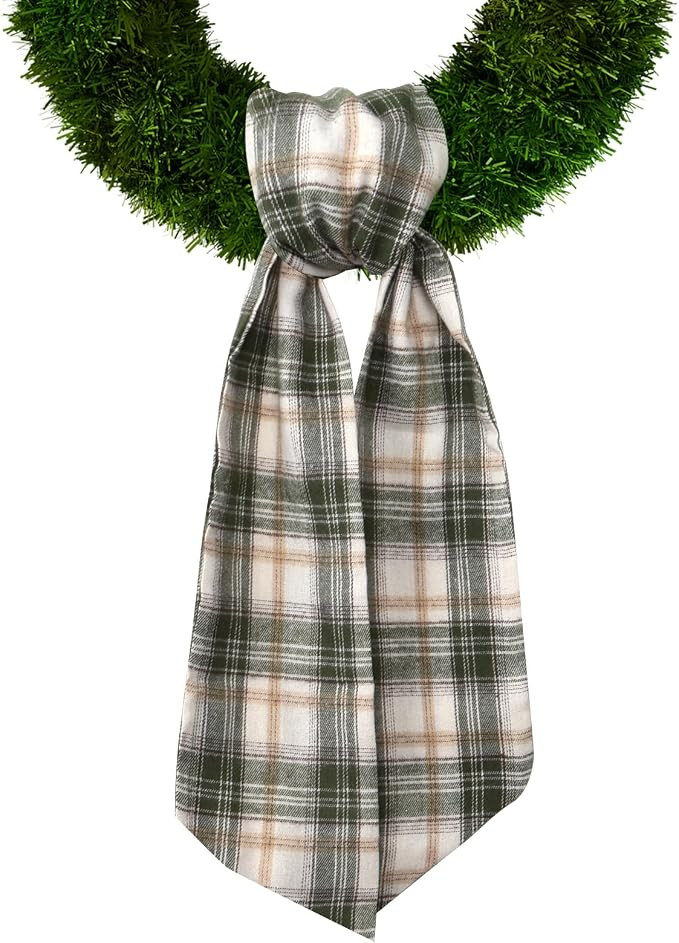 Christmas Wreath Sash for Front Door, Green White Buffalo Plaid Sash Christmas Wreath Accessories... | Amazon (US)