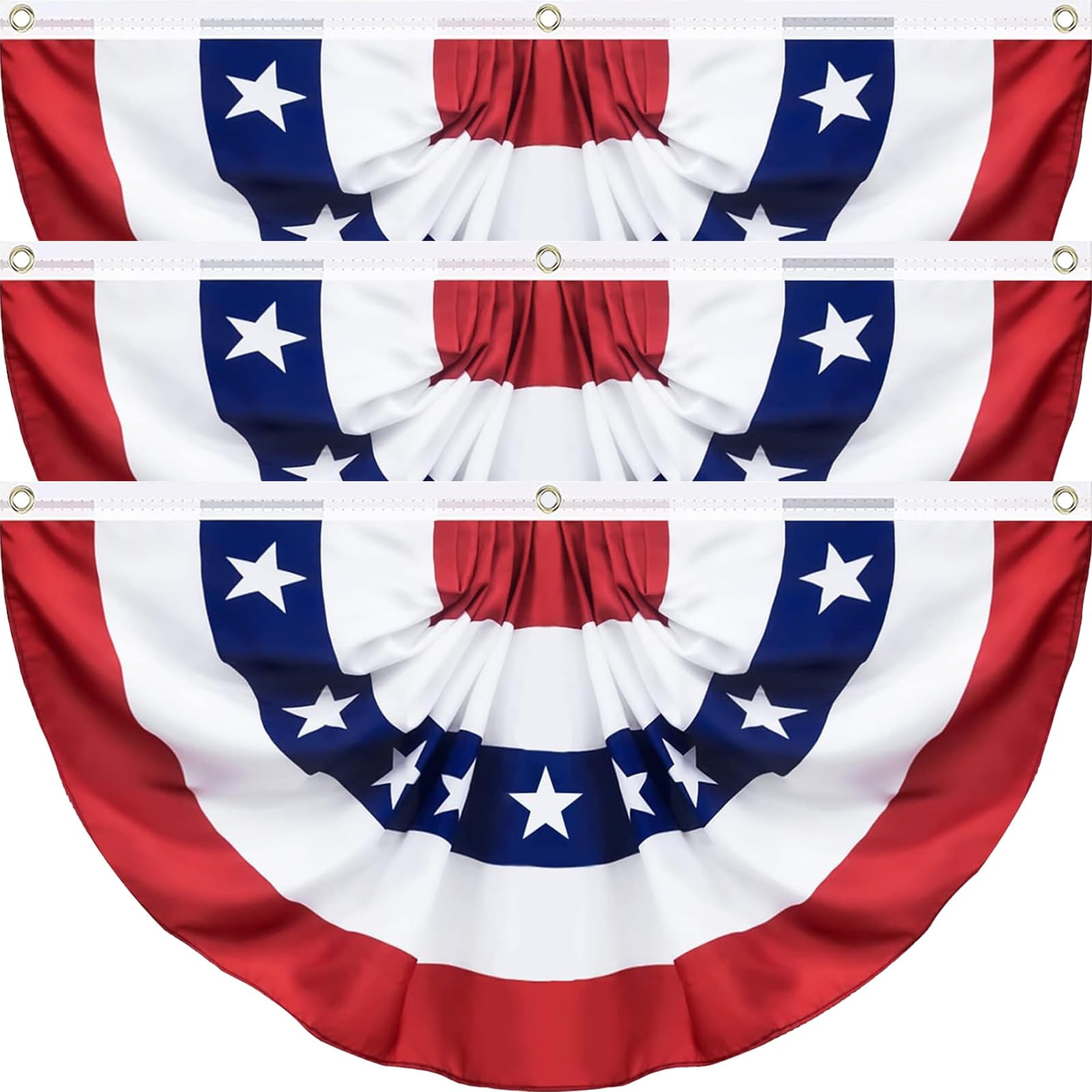 3 Pack USA Pleated Fan Flag, 3 X 6 Feet American US Bunting Flag Patriotic Half Fan Banner Flag D... | Amazon (US)