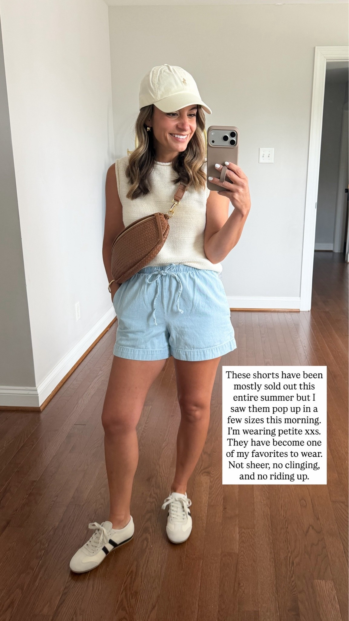 Comfortable casual outfits I’ve been wearing lately! 

Shorts (LOFT): petite xxs 
Tank top (Abercrombie): xxs 
Sneakers (Quince): true to size