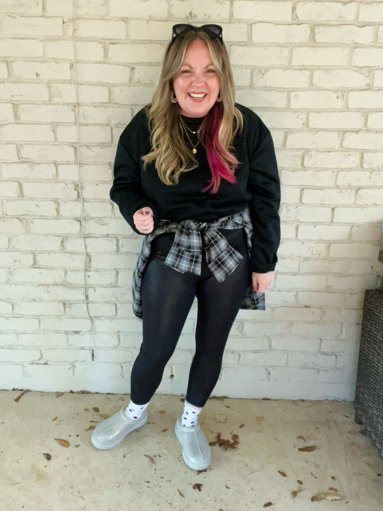 XL flannel; large top; medium leggings 

#LTKmidsize #LTKfindsunder50 #LTKover40