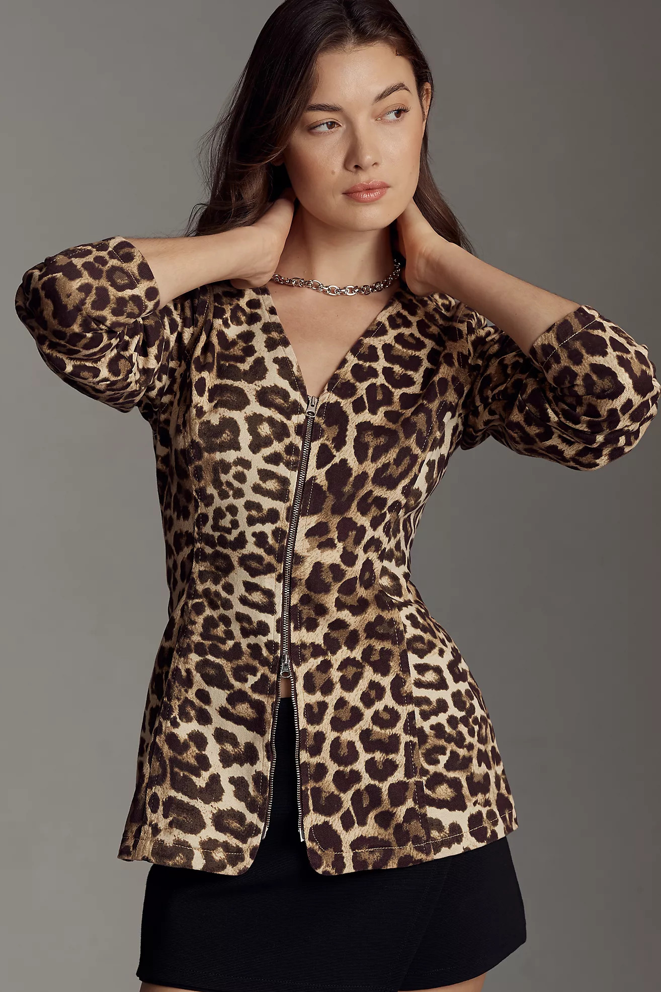 ALIGNE Toni Leopard-Print Denim Jacket | Anthropologie (US)
