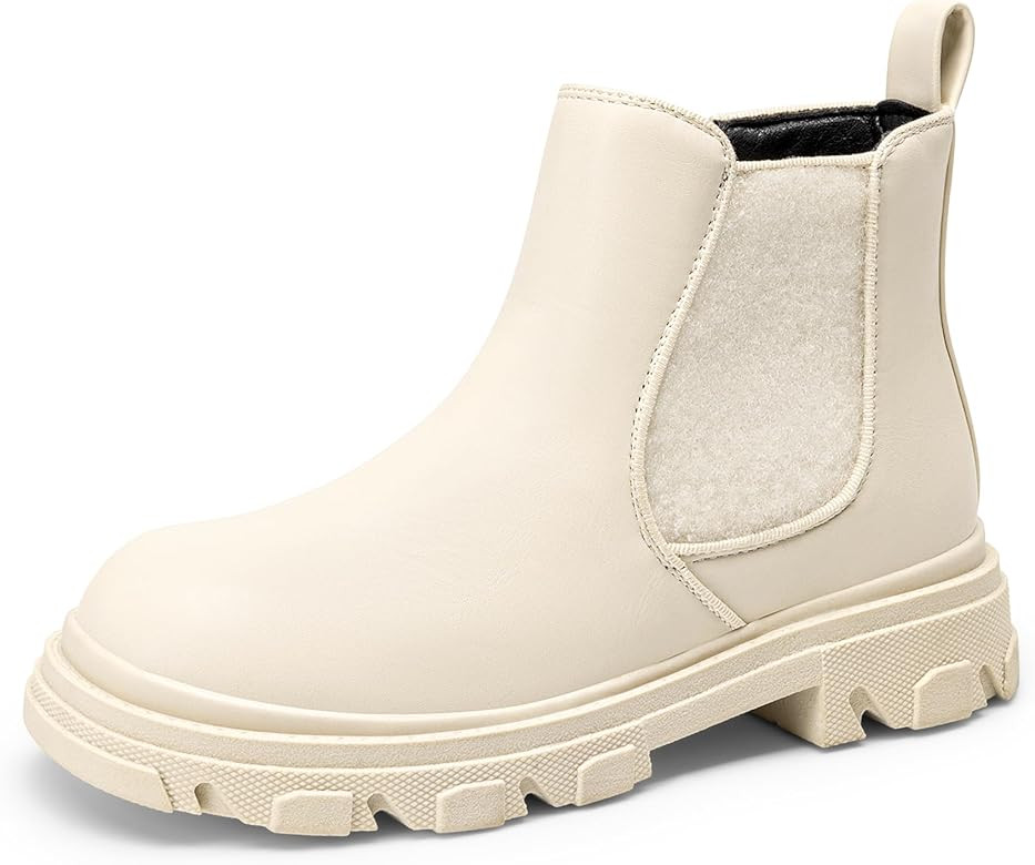 DREAM PAIRS Girls Chelsea Boots Side Zipper Lug Sole Ankle Booties Toddler/Little Kid/Big Kid | Amazon (US)