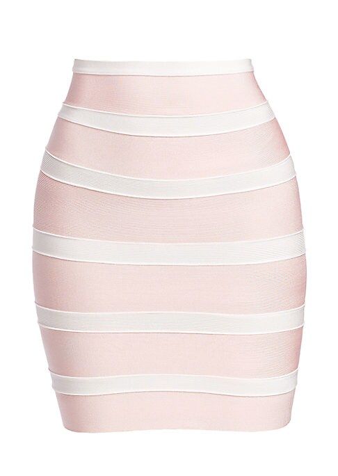 Herve Leger Women's Stripe Mini Bandage Pencil Skirt - English Rose - Size XS | Saks Fifth Avenue
