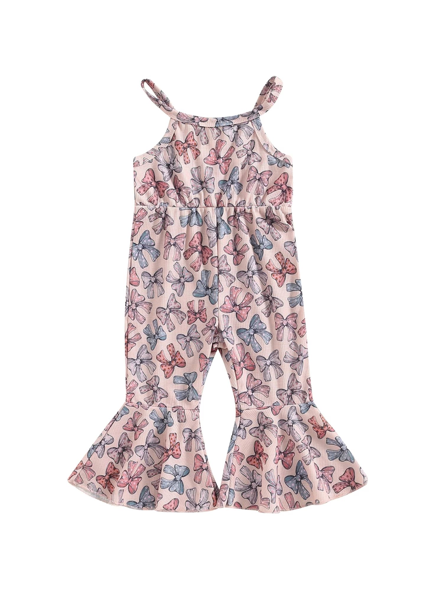 Woshilaocai Summer Toddler Kids Girls Sleeveless Jumpsuits Bowknot Floral Print Spaghetti Strap R... | Walmart (US)