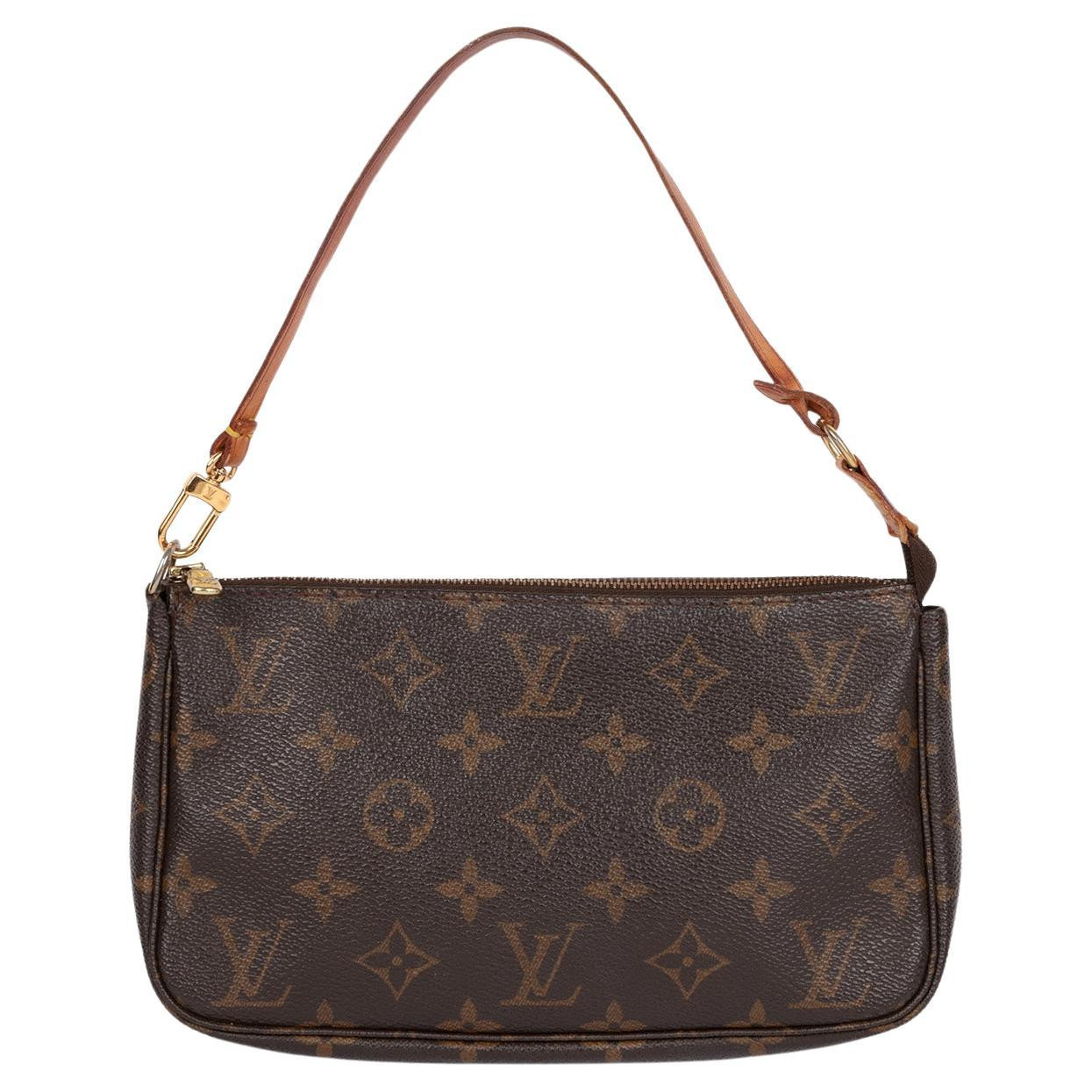 Louis Vuitton Brown Monogram Coated Canvas & Vachetta Leather Vintage Pochette | 1stDibs