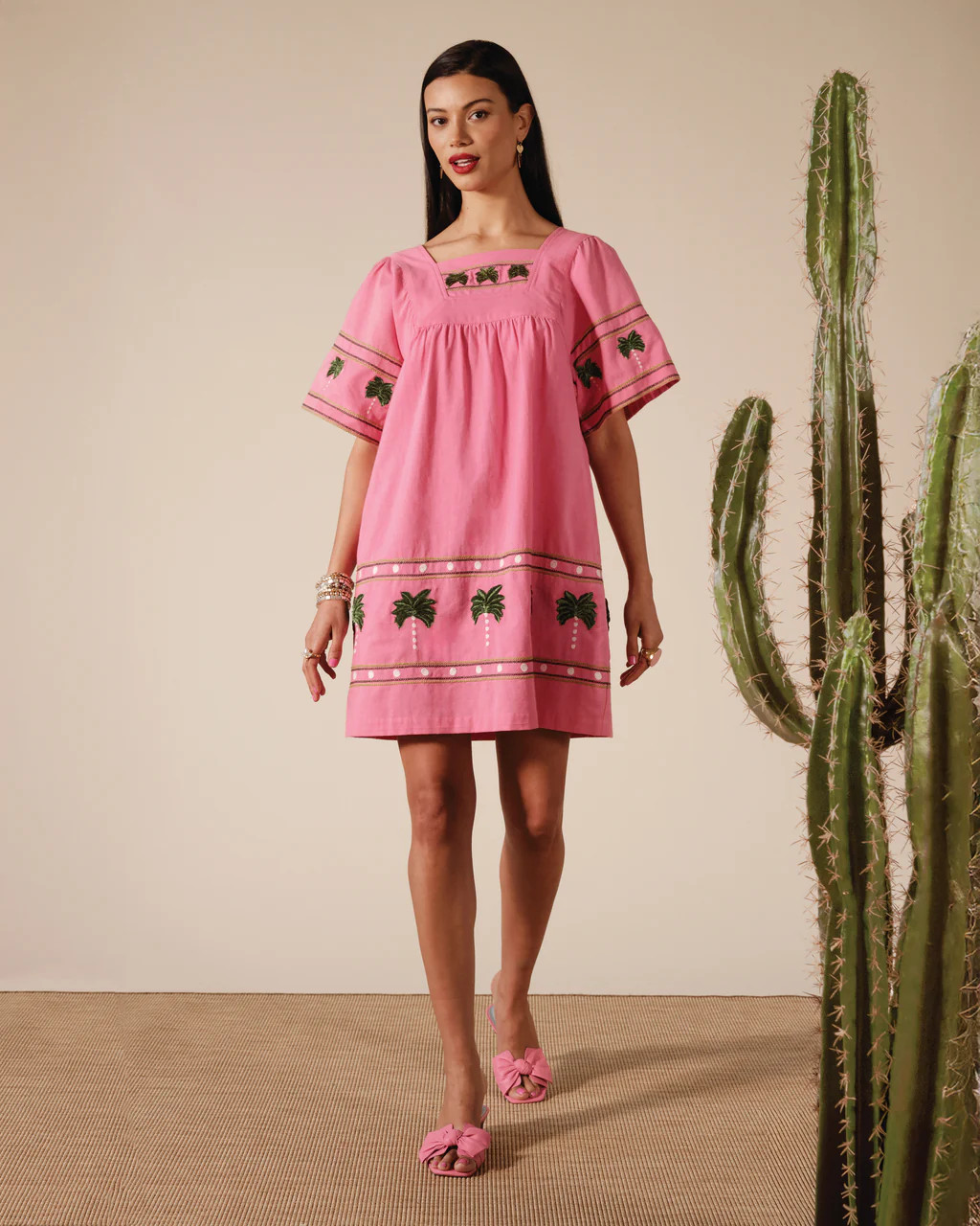 Picnic Mini Dress - Palm Tree Pink | Frances Valentine