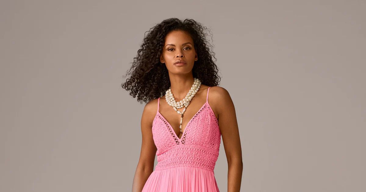 Eyelet Lace Maxi Dress - Sachet Pink | Boston Proper | Boston Proper
