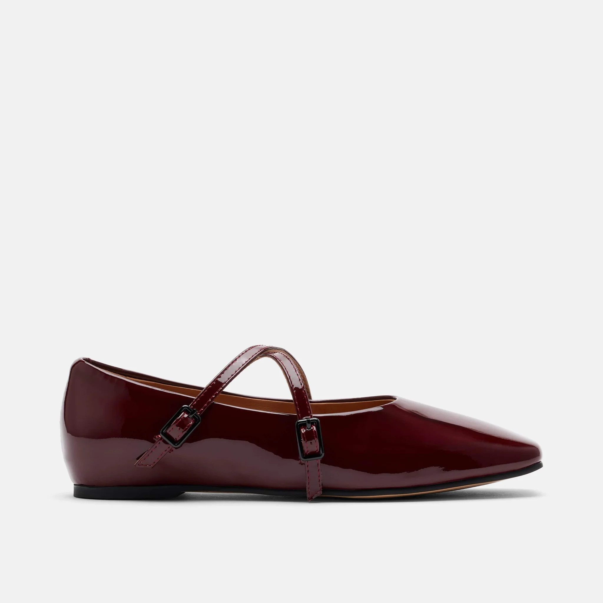 Billie Burgundy Patent Leather Mary Jane Flats | Marc Nolan
