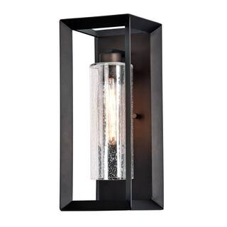 C Cattleya 1-Light Dark Bronze Outdoor Wall Lantern Sconce with Clear Seeded Glass CA1917-W - The... | The Home Depot