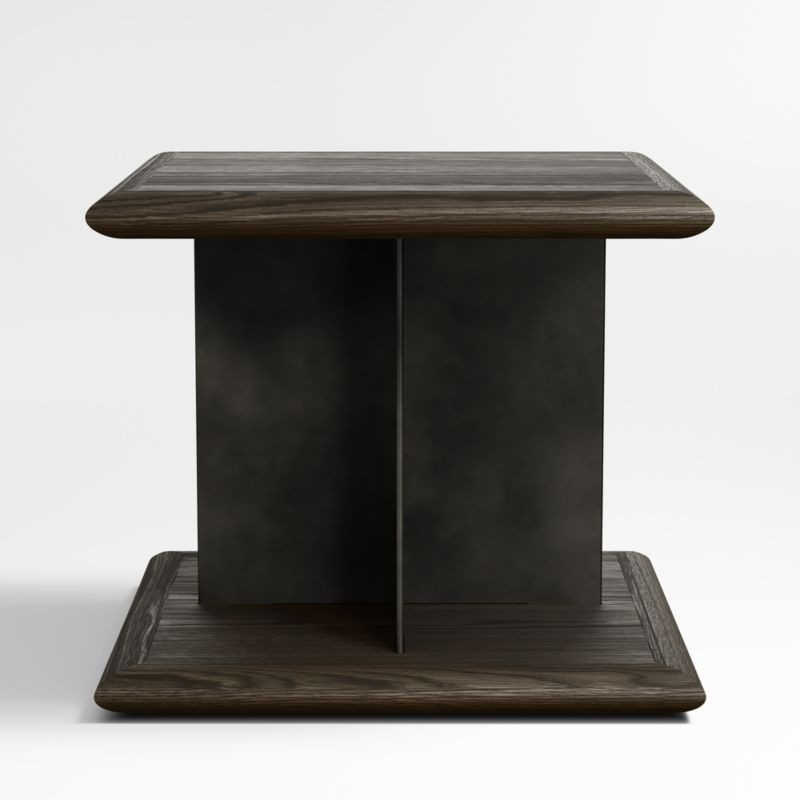 Preto Ebonized Ash Wood and Metal 22" Square End Table | Crate & Barrel | Crate & Barrel