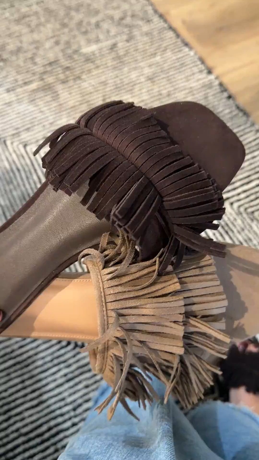 Fringe sandals. I’m between a 7.5 and an 8 and got the 8 

#LTKOver40