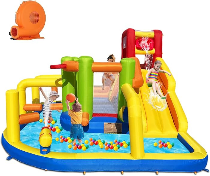 Umbalir Inflatable Obstacle Bounce House, Kids Bounce House Water Park with Water Slides, Surpris... | Amazon (US)