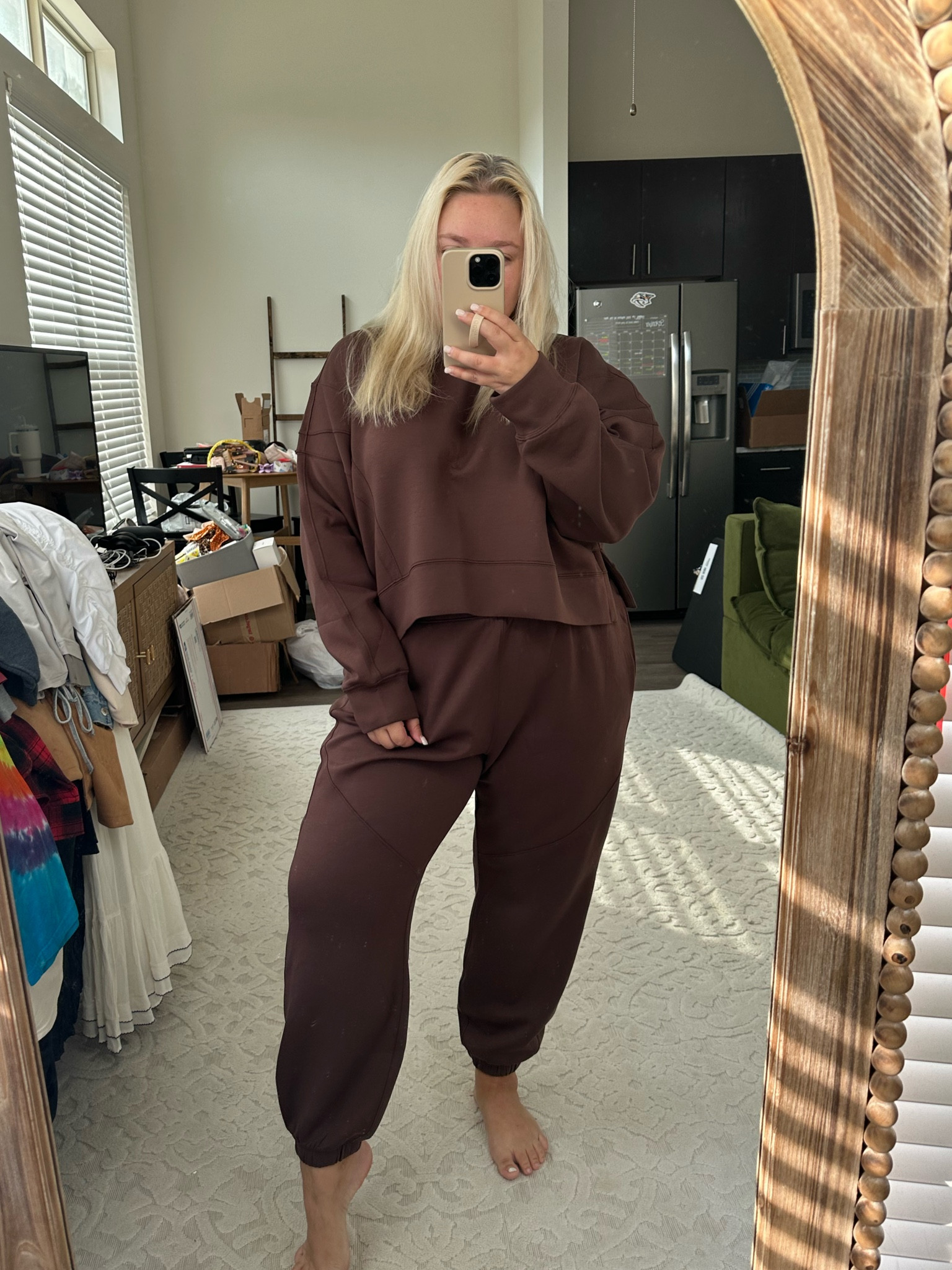 Abercrombie favorite lounge sweat set currently on sale! Wearing xxl but can also do XL! 

#LTKmidsize #LTKsalealert #LTKSale