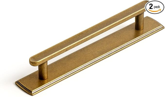 Goo-Ki Antique Brass Cabinet Pulls with Escutcheon Backplate – 2 Pack 5 Inch Center Vintage Rec... | Amazon (US)